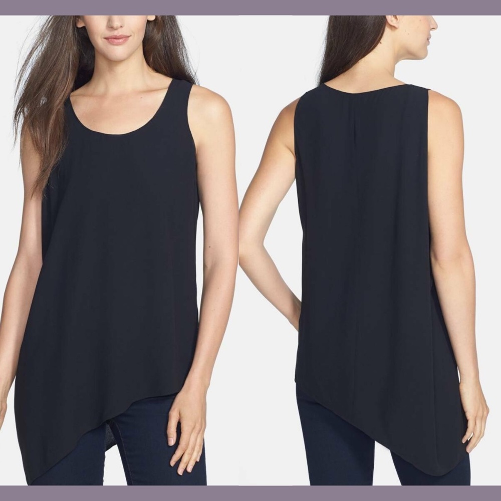 NEW Eileen‎ Fisher Asymmetrical Side Drape Silk Shell Tank Top [SZ XXS ]